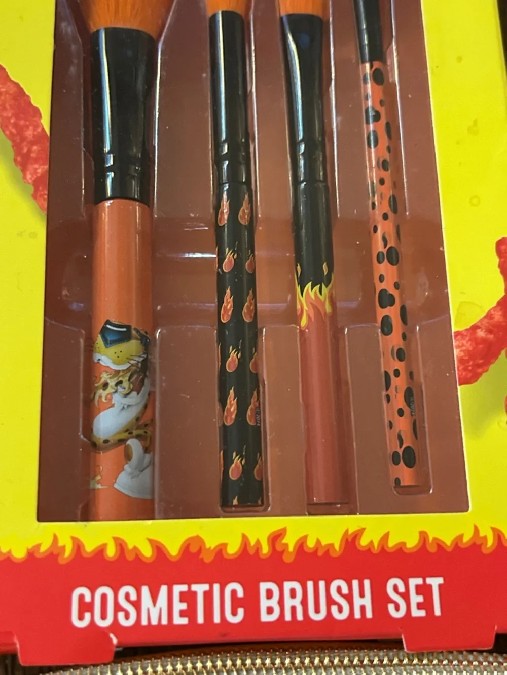 Flamin' Hot Cosmetic Brush Set -Cosmetics Bag ain’t easy being cheesy 🧀